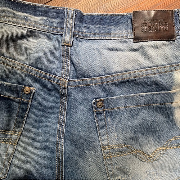 Bleecker & Mercer Mens Blue Distressed Destroyed Jean Shorts Size 34 W Hip Hop - Picture 12 of 14